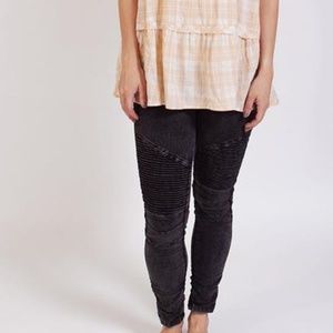 Vintage Wash Moto Jeggings Black